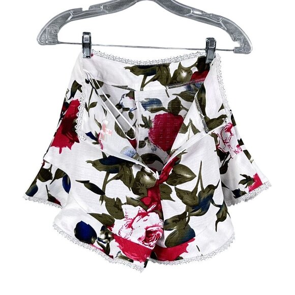 Luxxel NWT S Floral Ruffled 2 Piece Crop Top High Waist Short Set Marilyn Monroe - Picture 10 of 16